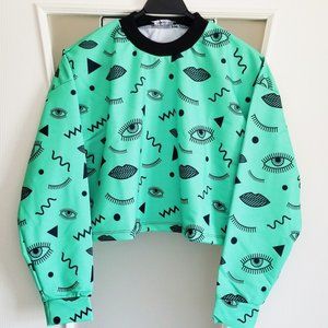 Eyes All Over Cropped Top Sweatshirt